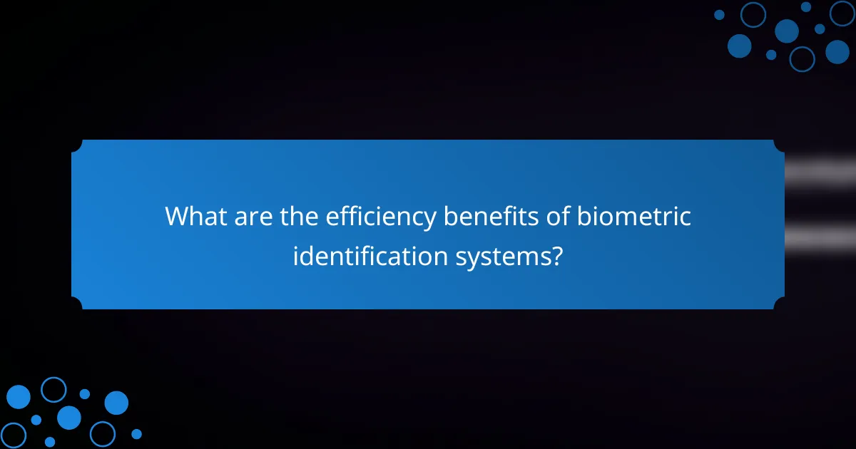 What are the efficiency benefits of biometric identification systems?