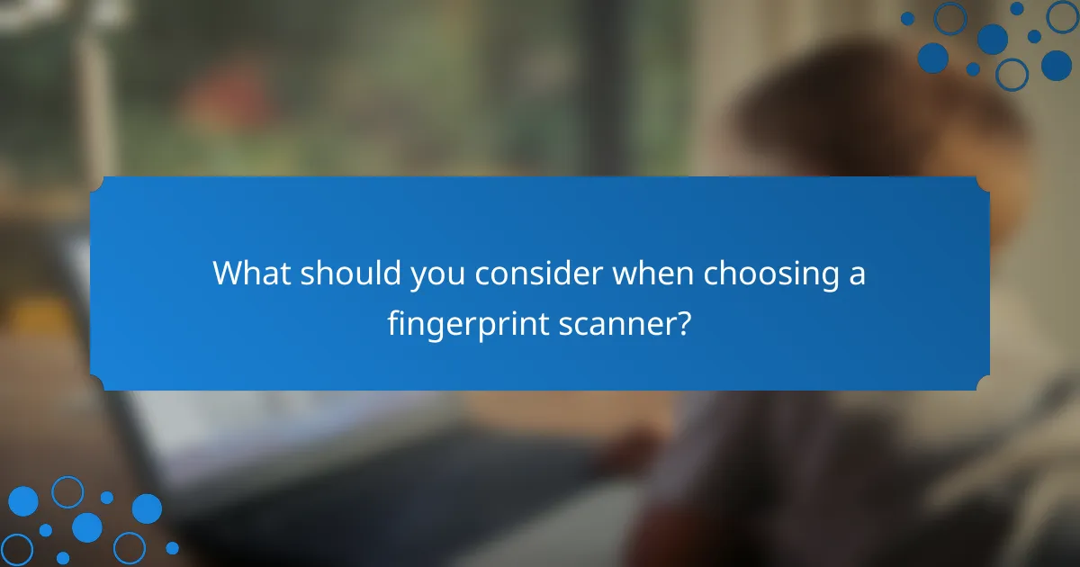 What should you consider when choosing a fingerprint scanner?